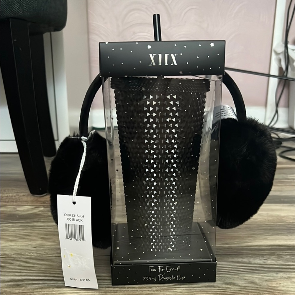 Collection XIIX Black Earmuffs and Tumbler Set
